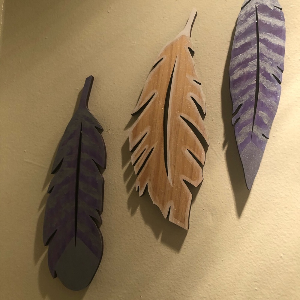 {Penguins & Waffles} Custom Wood Feather Art Trio